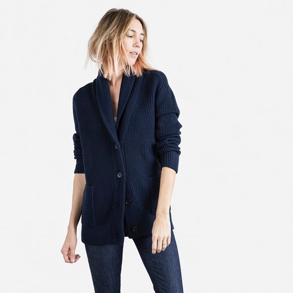Everlane Sweaters - EVERLANE Chunky Knit Cardigan - Navy